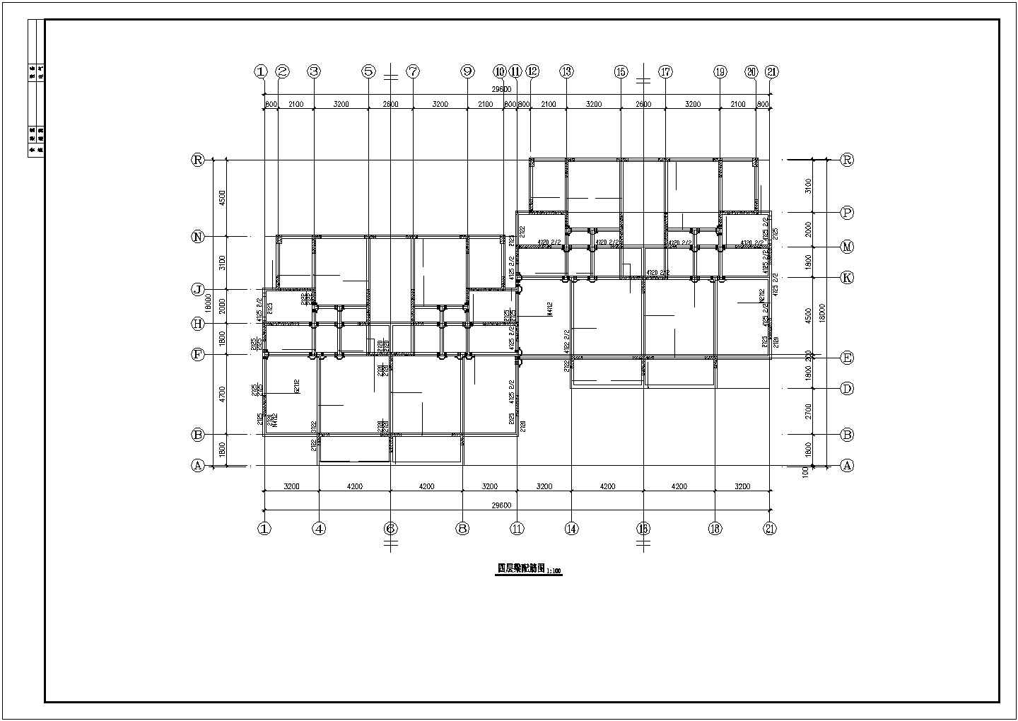多层框架结构住宅楼结构设计图（长29.6米 宽18米）