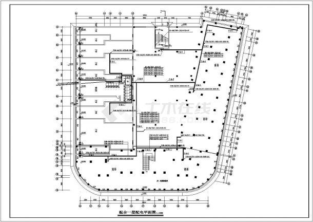 某大型综合楼的电施图-B组团施工图CAD图纸-图二