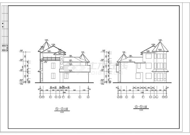 345平方米地上三层框架结构住宅楼建筑施工图纸（标注明细）-图一