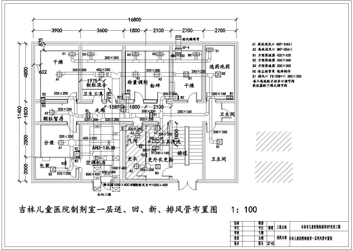 福建省泉州市某私立儿童医院GPP改造工程全套施工设计CAD图纸