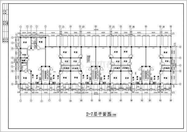 4000平米左右七层框架结构住宅楼设计（含全套图纸及计算书）-图二