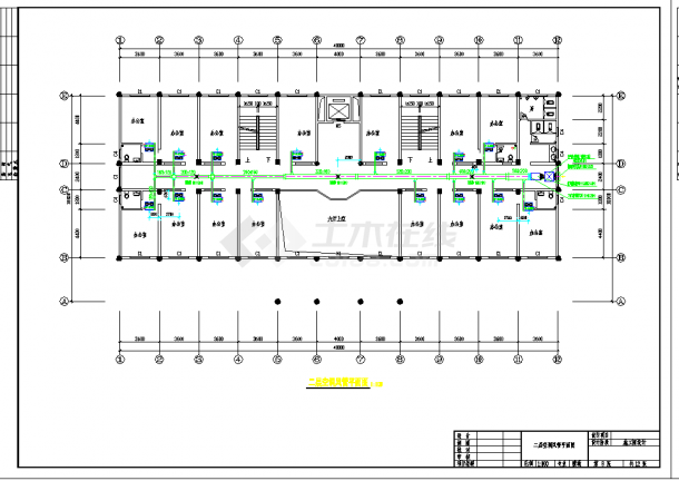 某地多层商务办公楼中央空调管道设计cad施工图纸-图二