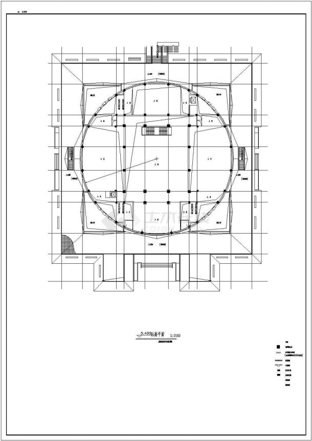 地下1地上3层99598平米地下1地上3层省博物馆建筑方案设计图【平立】-图二