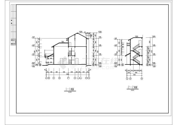 某345㎡地上三层框架结构住宅楼建筑施工CAD图纸-图一