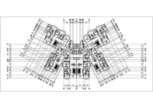 户型平面图设计_塔式建筑方案1 2室2厅 3室2厅 4室2厅-图一