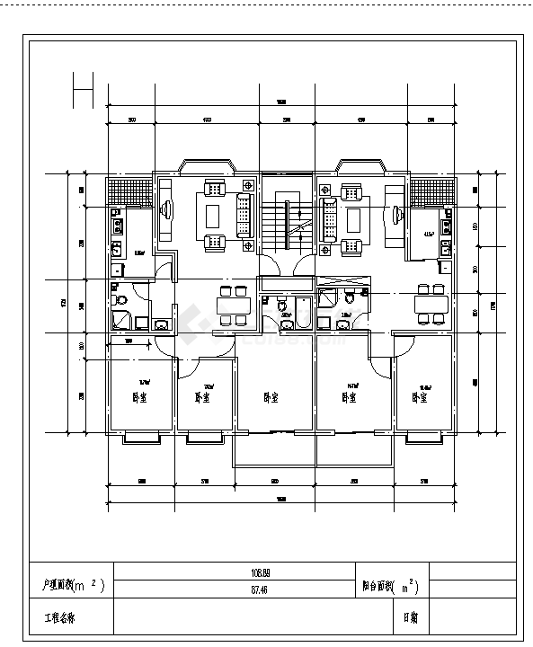 2套小区住宅经典套房平面设计施工cad图纸