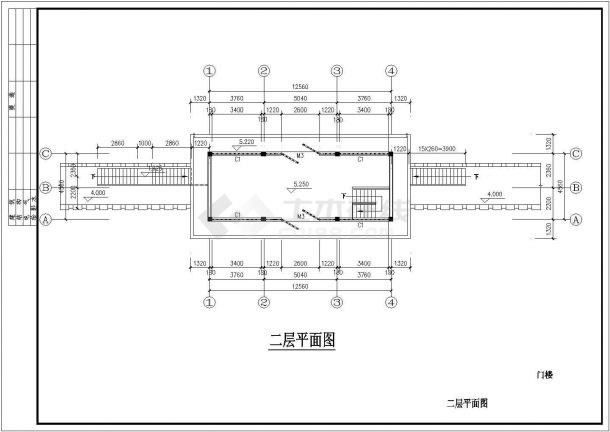 某景区两层的山门CAD建筑施工图-图二