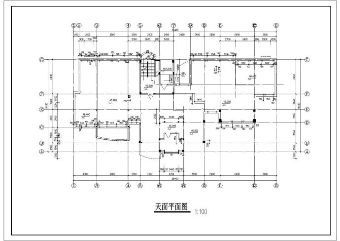 泰州锦西花园小区13层框架结构住宅楼建筑设计CAD图纸（含天面层）_图1