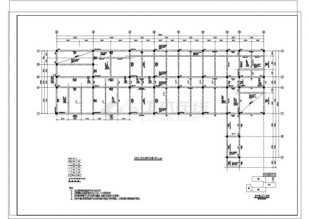 居民楼四坡屋面框架规划CAD布置图-图二