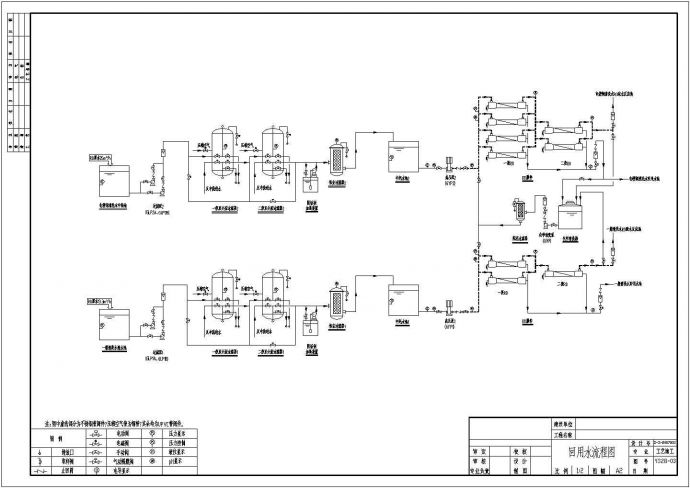 某工程回用水设计cad工艺流程图_图1