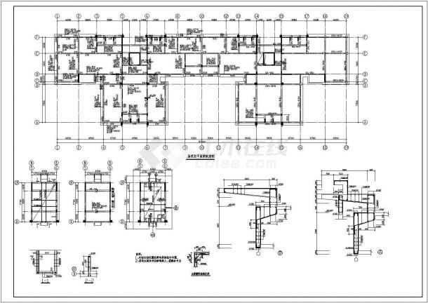 某高层框架结构住宅楼设计cad全套结构施工图（标注详细，16张图）-图一