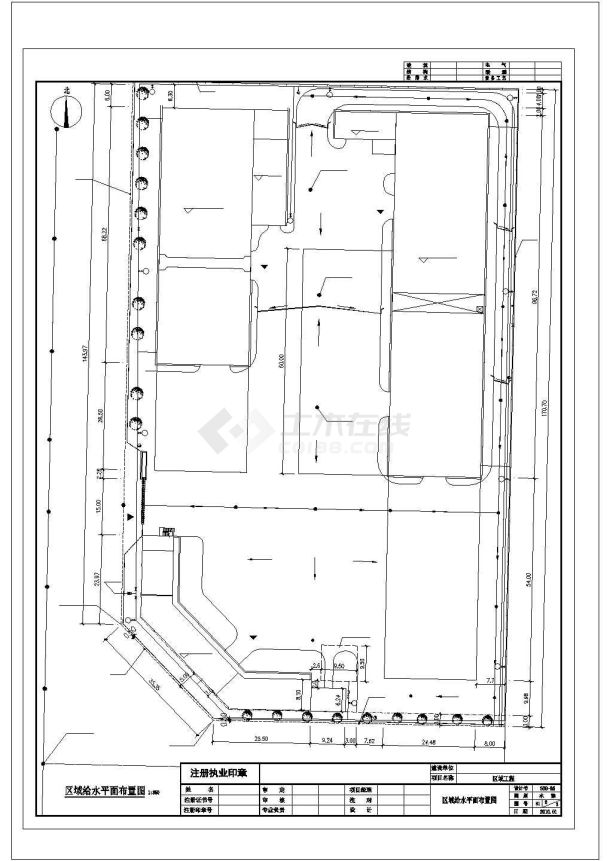 四川某机电设备公司厂区给排水管CAD总平面图-图二