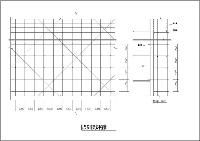 框架双排架脚手架CAD平面图_图1