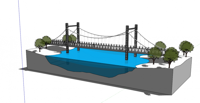 现代悬索桥SU模型设计_图1