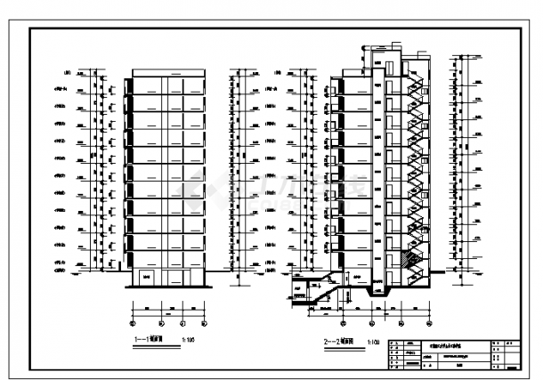 2套11层带跃层小高层住宅楼毕业设计施工cad图纸-图二