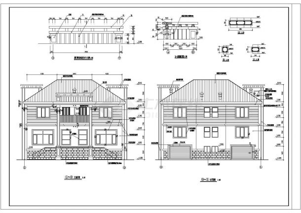 某429㎡地上三层框架结构住宅楼建筑施工图纸-图二