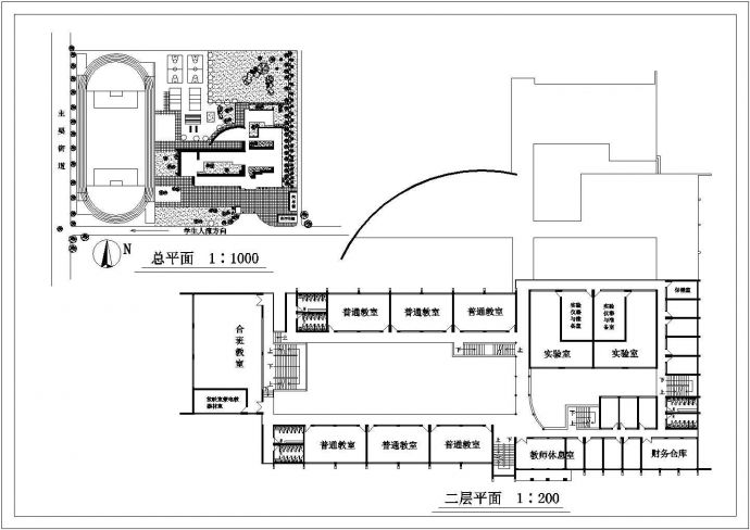 某地学校教学楼平面建筑CAD详图_图1