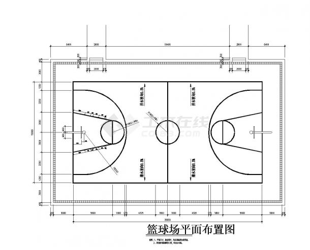 篮球场平面布置图-图二