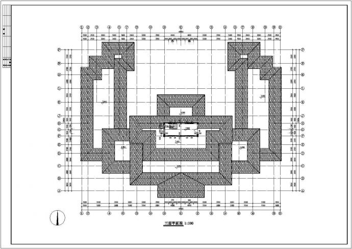某870.3平方米三层框架结构仿古建筑住宅楼设计cad建筑施工图（含设计说明）_图1