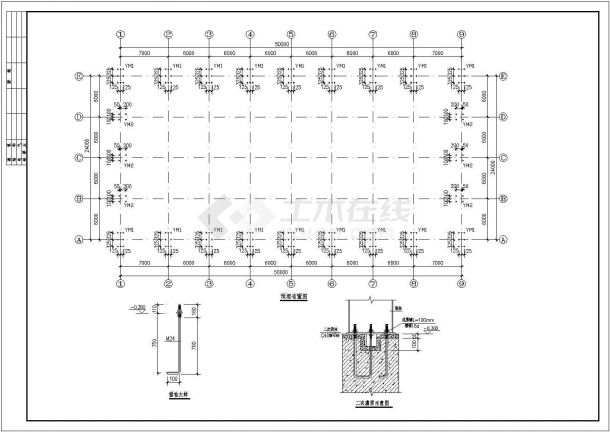 24m跨门式钢架轻型房屋钢结构厂房全套施工设计CAD图纸-图二