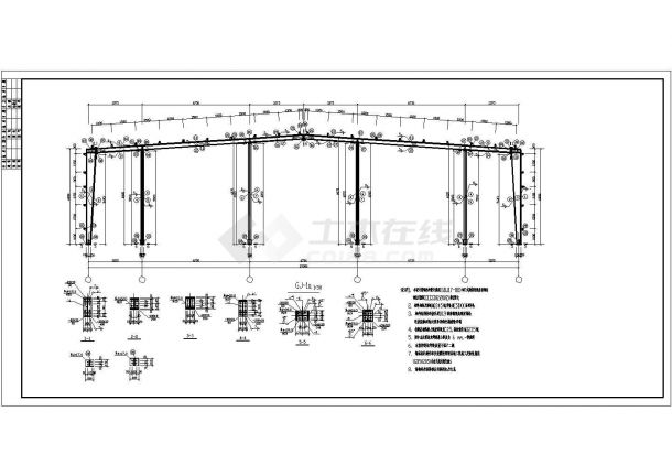 轻型钢结构门式刚架独立混凝土基础1195平米厂房结施CAD全图-图二