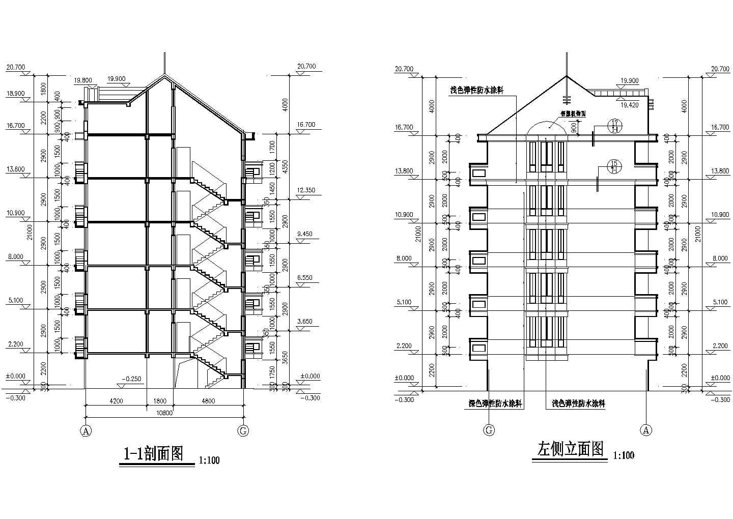 解放路步行街临街商住楼建筑全套施工设计CAD图纸