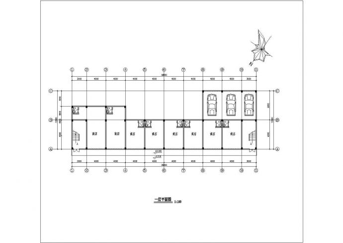 天之湘六层商业建筑平立面施工设计CAD方案图_图1