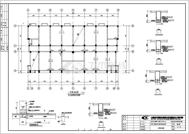 三层框架结构污水处理厂加固施工设计CAD图纸-图一