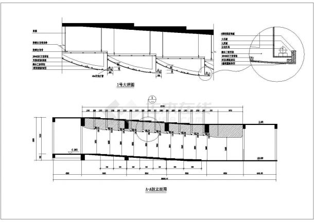 山东省某985大学阶梯大会议室整体施工设计CAD图纸-图二