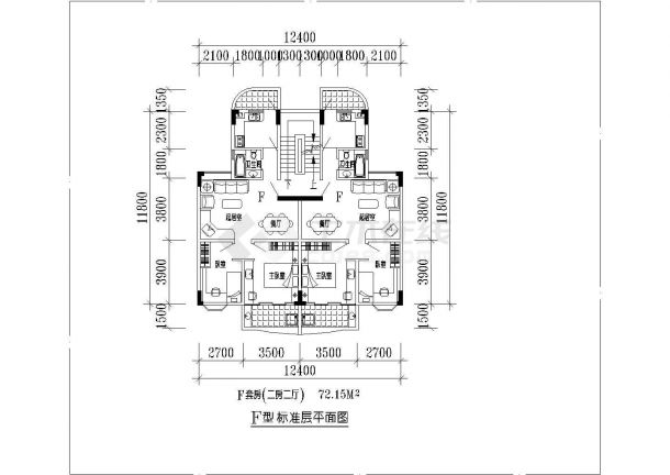 某地小型复式住宅户型设计图纸-图二