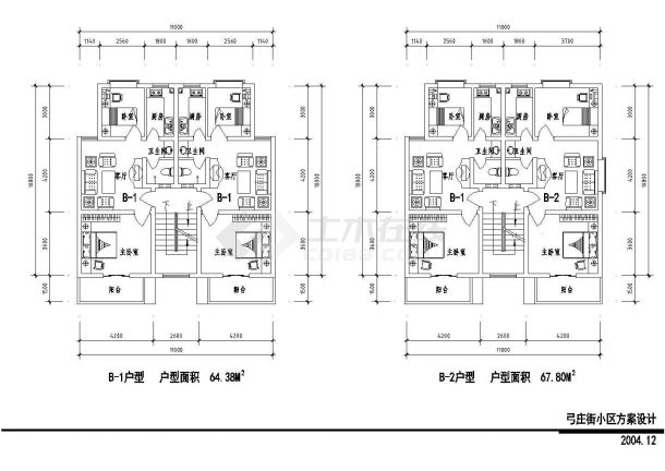 某市大型小区多套住宅户型结构设计图-图一