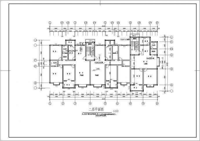某地带跃层结构住宅楼建筑设计图_图1