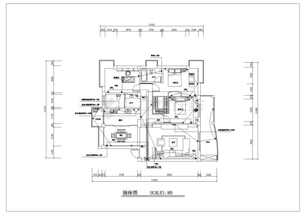 某小区家居装修照明电路施工cad图纸-图一