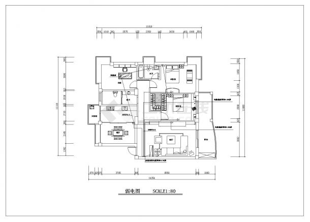 某小区家居装修照明电路施工cad图纸-图二