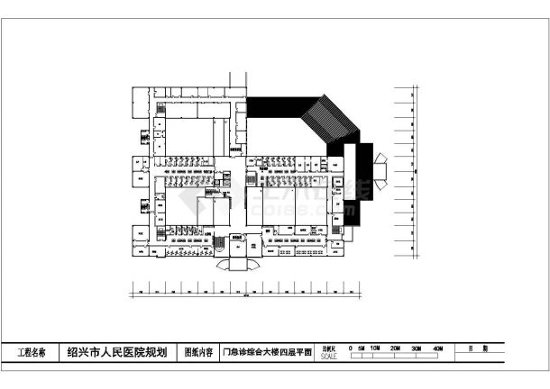 天津市区人民医院综合大楼三四层平面设计图-图一