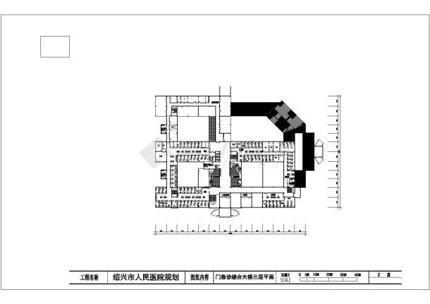 天津市区人民医院综合大楼三四层平面设计图-图二