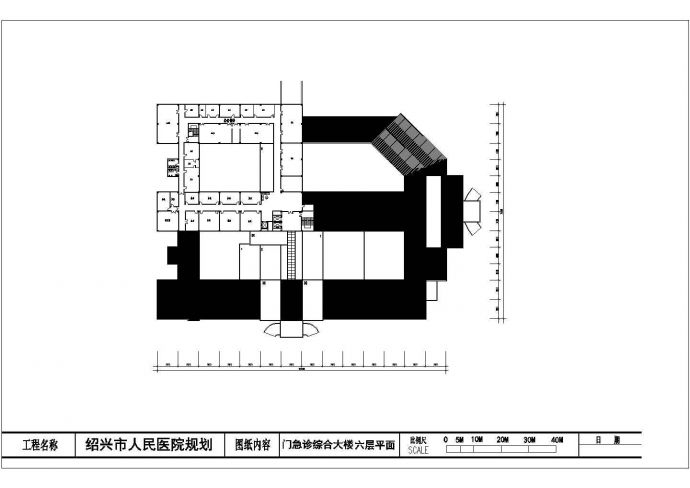 廊坊市区中医院综合大楼五六层平面设计图_图1
