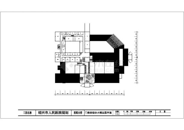 廊坊市区中医院综合大楼五六层平面设计图-图二