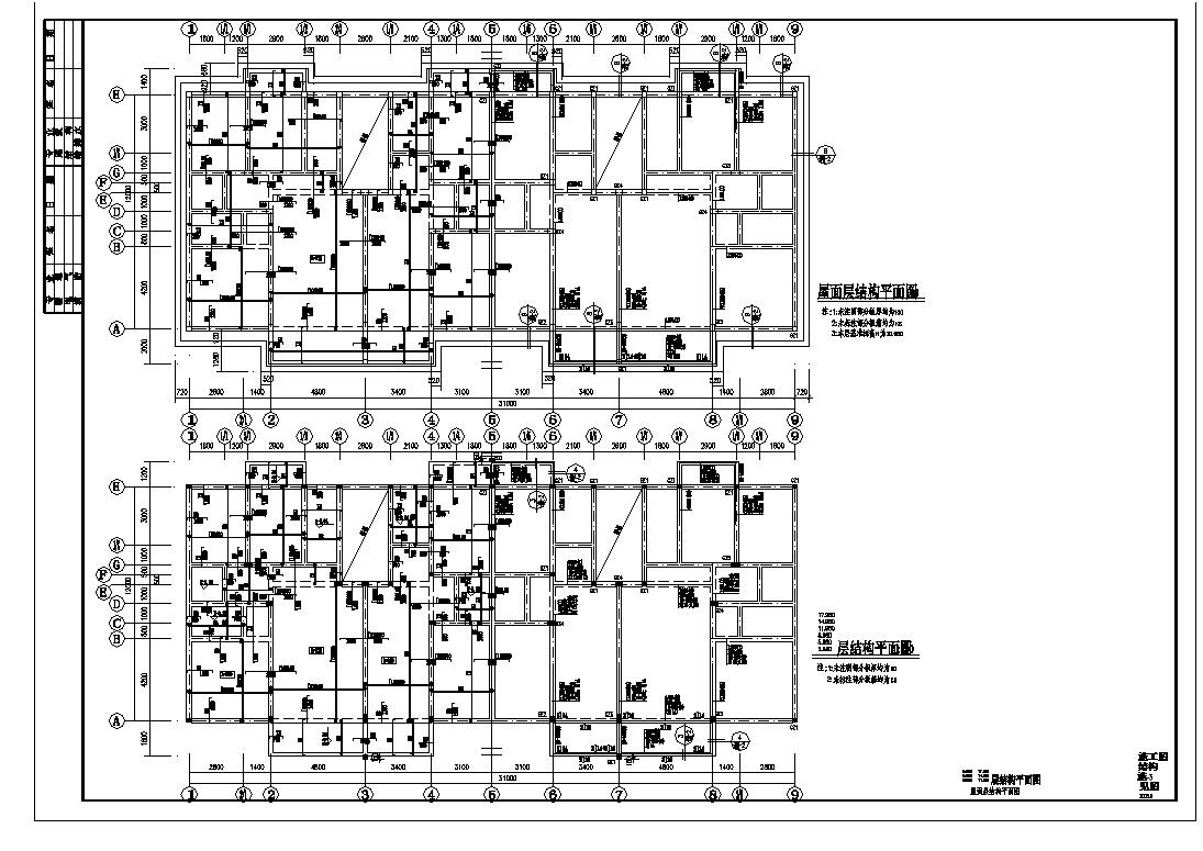 某底框结构小区住宅楼结构工程CAD图纸
