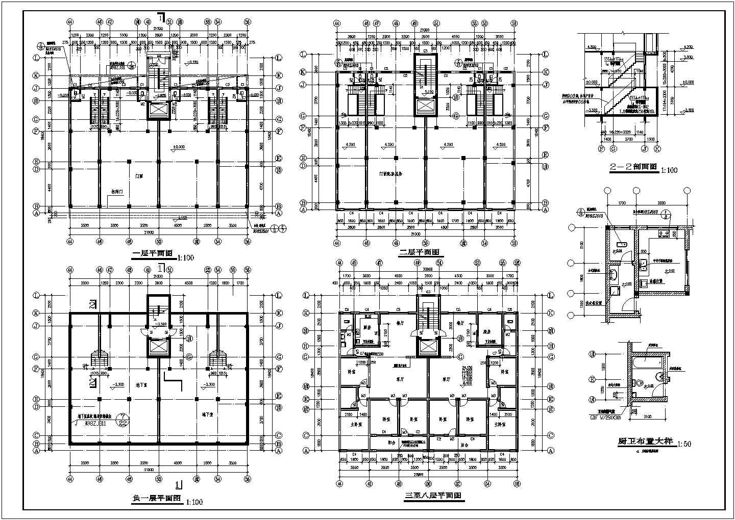 花样年华九层住宅CAD建筑施工图_住宅楼设计
