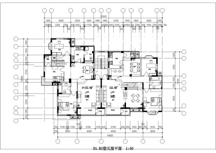 某地多个住宅楼户型结构设计图_图1