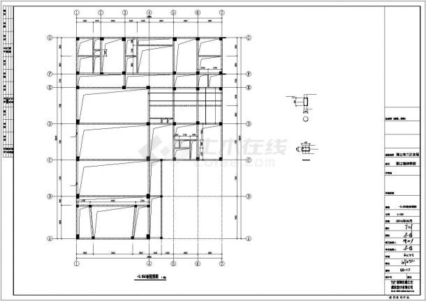 某五层框架结构职工培训楼结施设计方案CAD图纸-图一