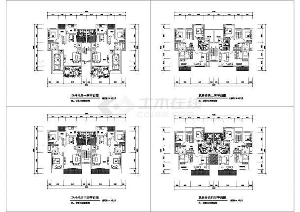 某地区花样洋房住宅建筑户型设计施工方案CAD图纸-图一