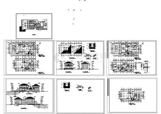 某地区高档会所全套建筑平立剖设计施工方案CAD图-图一