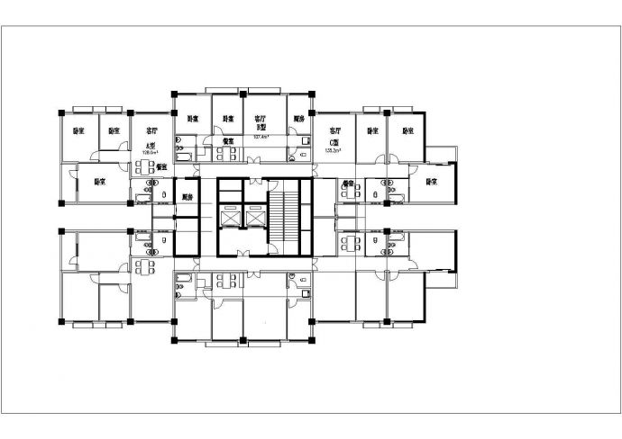某地904.5平方米住宅户型结构设计图纸_图1