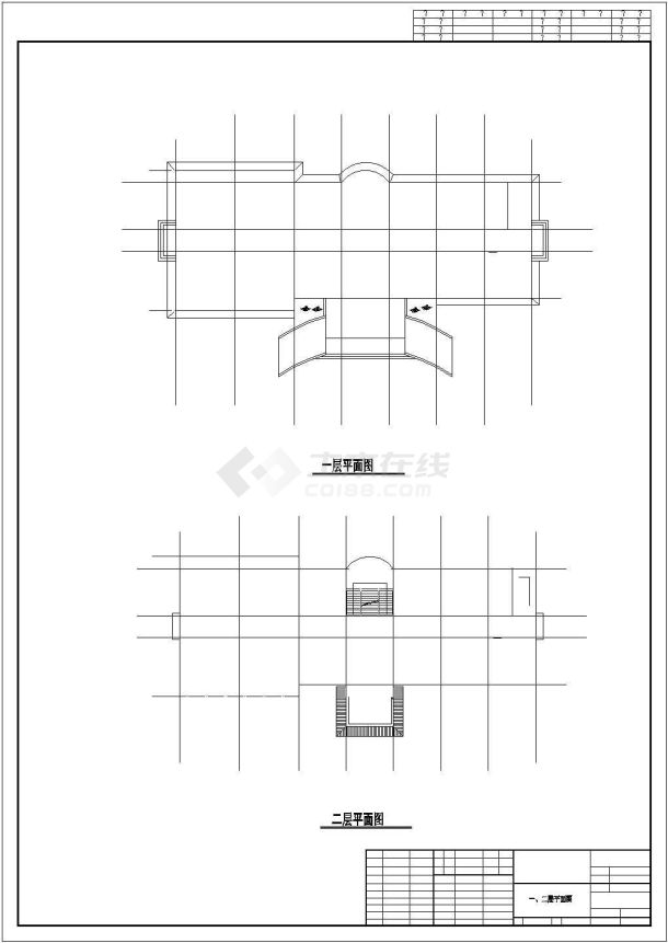 某风格办公楼和食堂浴室建筑布置参考布置详图-图一