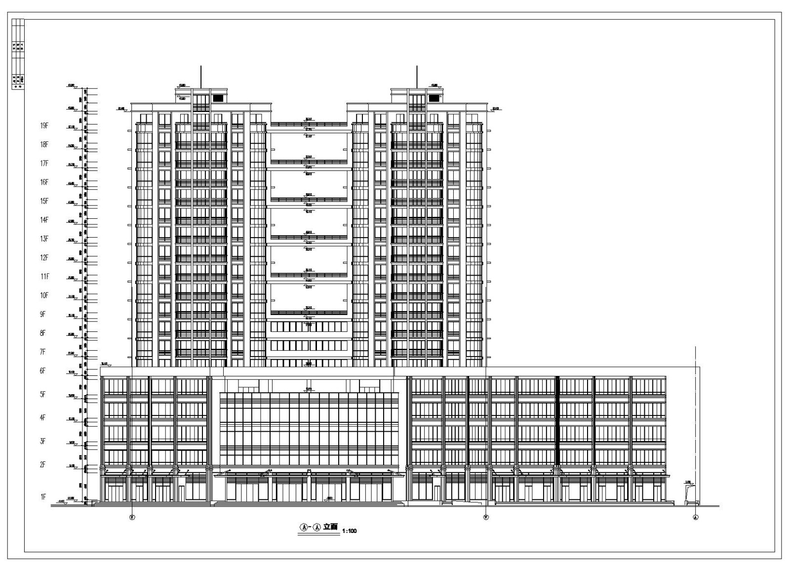 高层住房建筑CAD平面施工图