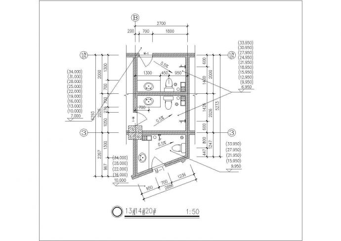 某大型商住楼卫生间设计参考布置图_图1