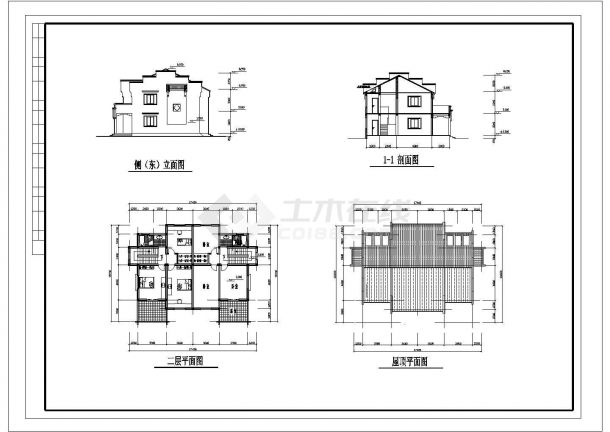 370+530平米两栋双层砖混独栋式别墅住宅楼建筑设计CAD图纸-图一