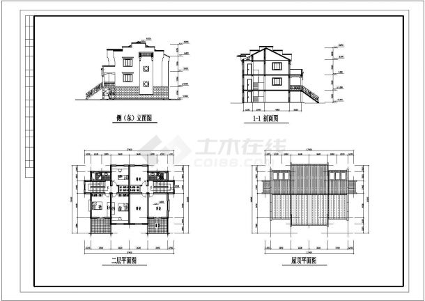 370+530平米两栋双层砖混独栋式别墅住宅楼建筑设计CAD图纸-图二